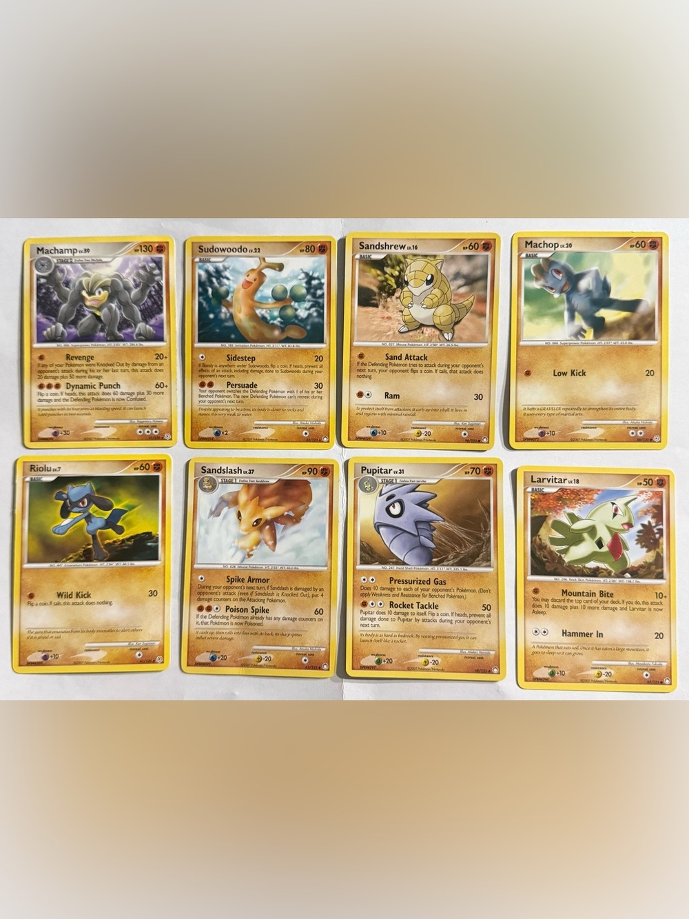 Pokemon Mysterious Treasures Lot Machamp Riolu Larvitar Sandslash Sudowoodo⁠ lot